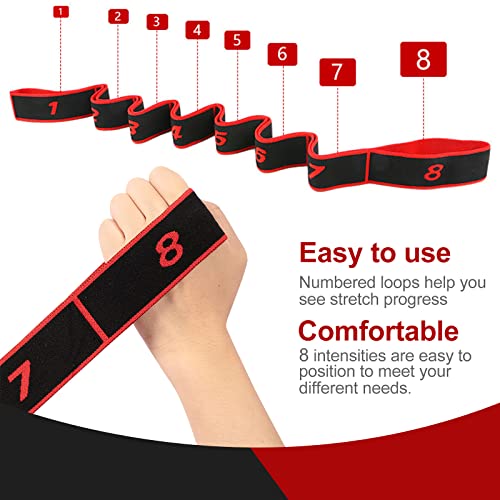 Quelcc Yoga Elastic Band, Latin Resistance Bands 8 Levels Intensity, Adjustable Multiple Loops Fitness Elastic Bands - Image 4