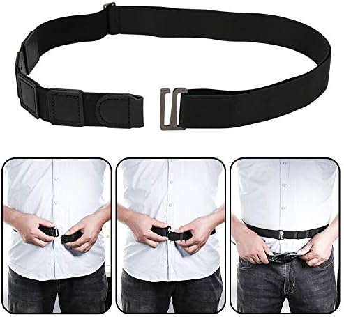 Milylove Mens Shirt Stay Black Tuck It Belt Non-slip Wrinkle Bandage Super Belt for Formal Pack of 2