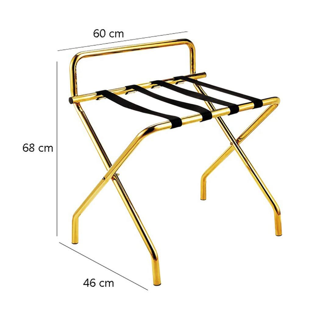 Portaequipajes Plegable Habitación de Hotel Portaequipajes Plegable con Respaldo Estantes de Dormitorio de Acero Inoxidable Maleta Multifuncional Portaequipajes de Viaje L60W46H68CM
