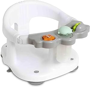 Asiento De Baño para bebés - Unisex - Ergonómico Y Seguro - Con Barra Para Una Facil Colocación Del Bebé - Con Ventosas Para Fijación Sillón de Baño y Ducha para Bebés Delfín lanza agua (Blanco)