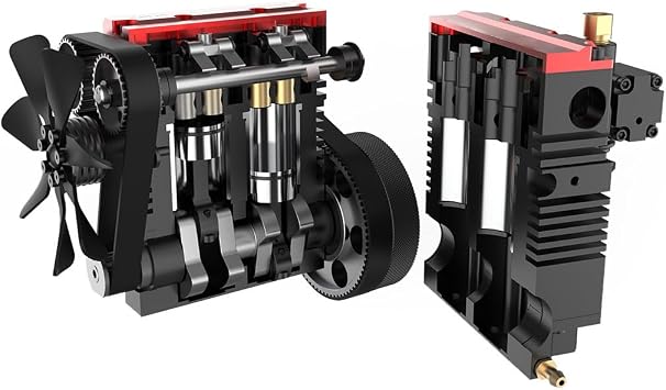 ST-NF2 DIY Mini Metal Engine Kit, L2 Inline 2-Cylinder Air-Cooled DIY Assembly Engine with Starter Kit, Engine Model Kit That Works Experiment STEM Hobby Toy