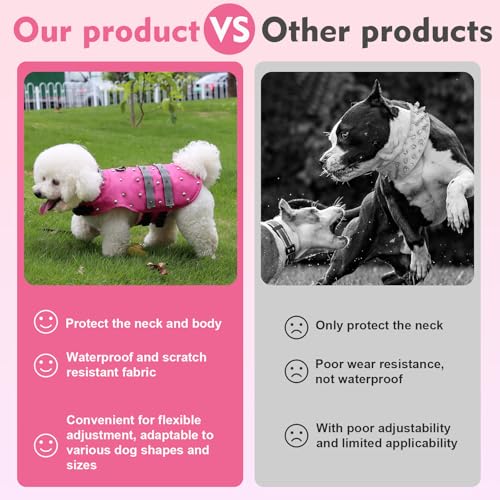 Spitze Hundeweste, Hundeschutzweste, wasserdichte Haustiergeräte, widerstandsfähig gegen Bisse von Vorwolfen und Anderen großen Hunden, geeignet für Katzen, Hunde und Kaninchen, rosa (M)
