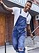 Runcati Men's Denim Bib Overall Ripped Jean Fashion Adjustable Strap Hippie Distressed Jumpsuit