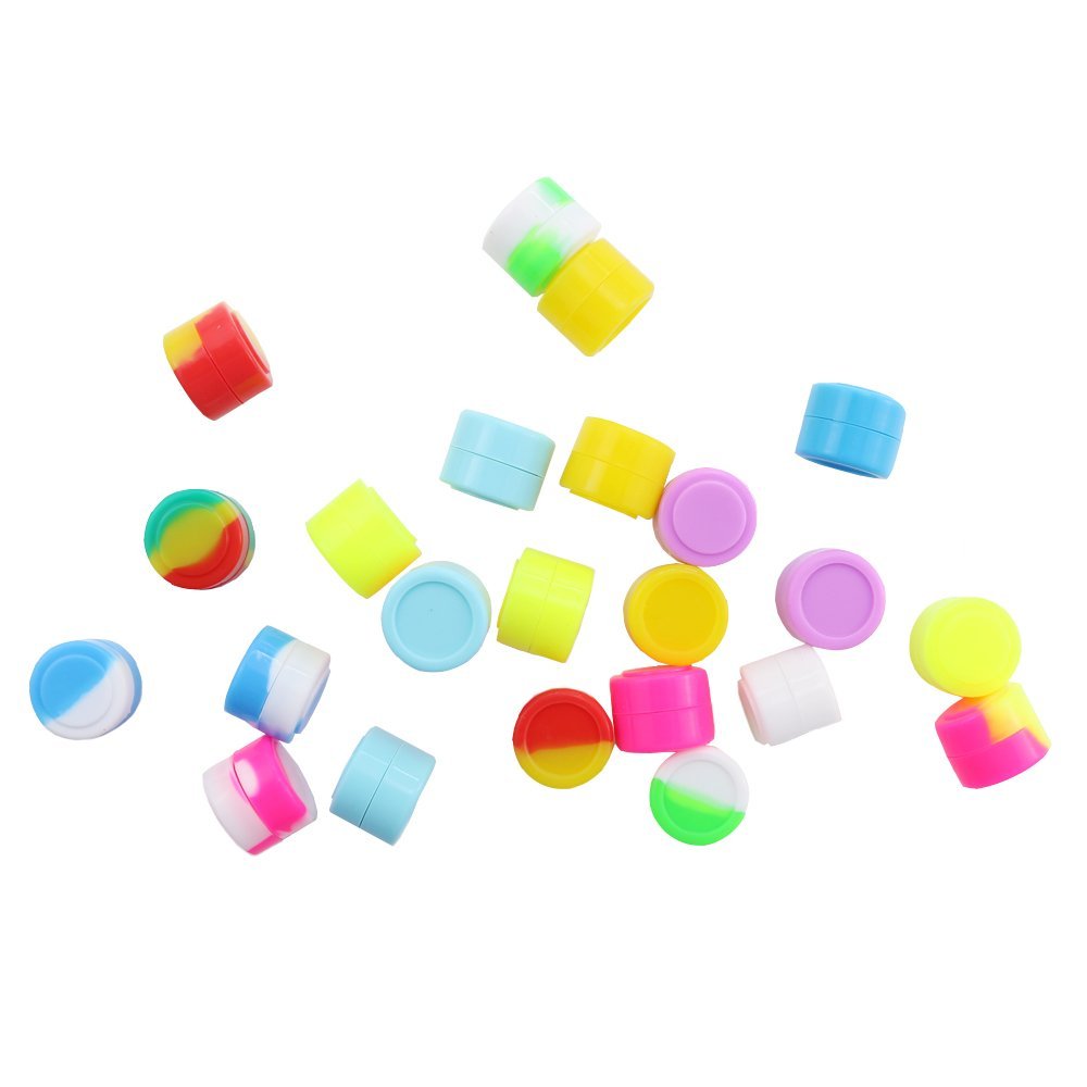 TWDRer 24 PCS Non-Stick Food Grade Silicone Wax Dab Containers Silicon Containers Silicone Storage Jar Seals Oil Wax Concentrate Non-Stick 2ml Silicone Container Jars Multi-Color Kitchen Storage Rubbe