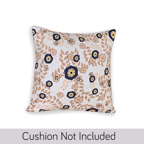 Image of HOKIPO Printed Cushion Cover 16x16 in, Light Peach Candytuft