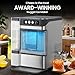 Chewable Crunchable Countertop Nugget Ice Maker，with Side Water Tank,41 Lbs in 24 Hours， Self-Cleaning, One-Click Operation, Stainless Steel,Ideal for Parties, Kitchens, Bars, Offices
