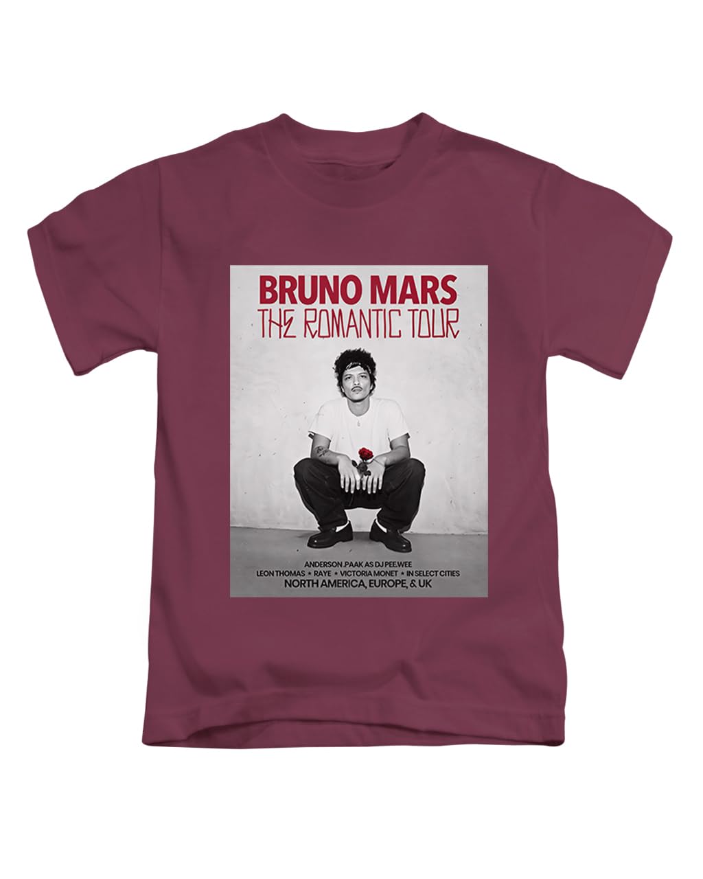 New Spirit Original Unisex Maroon Red Text Bruno Pop Mars The Romantic Novelty Meme Iconic Trending Trend Tee T-Shirt Funny T Shirt Top
