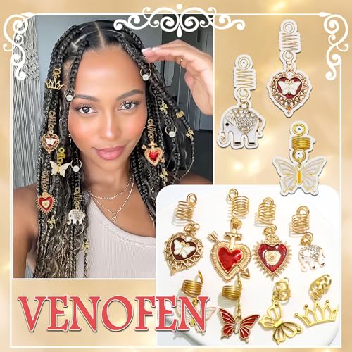 Bagues de cheveux pour dreadlocks ajustables et ornées de perles dorées