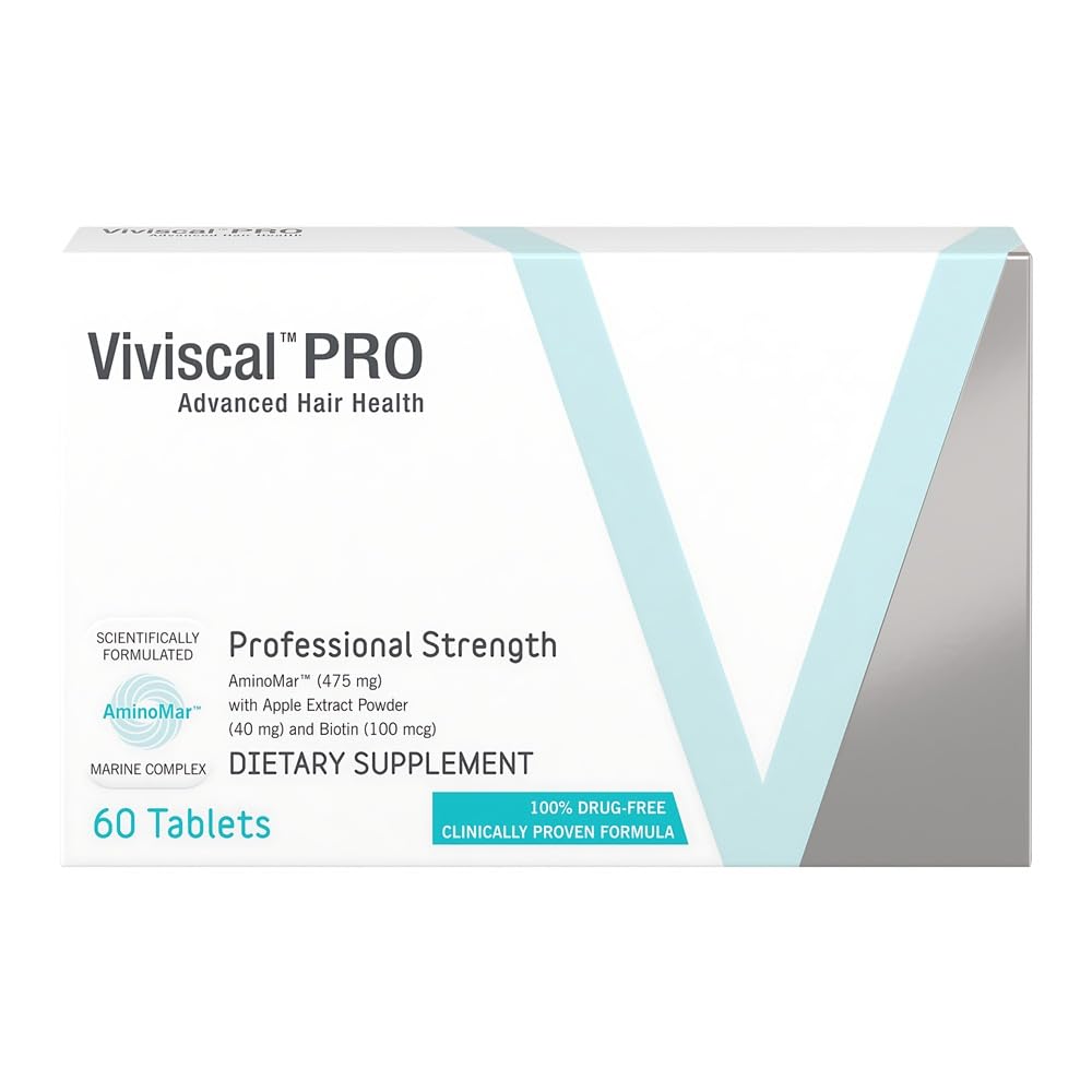 Viviscal PRO Hair Growth Supplement for Men & Women Supports Thinning Hair, Promotes Thickness & Fullness with Marine Complex, Iron, Zinc & Vitamin C, 60 Tablets (Packaging May Vary)