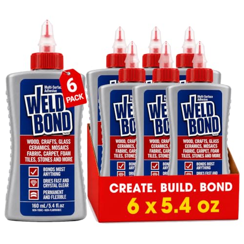 Weldbond Multi-Purpose Glue - The Ultimate Bonding Solution ! Non-Toxic Glue for Wood Glue Glass Mosaic Ceramic Pottery Craft Tile Porcelain Stone Jewelry Fabric Furniture &amp; More. 5.0z /160ml 6-Pack