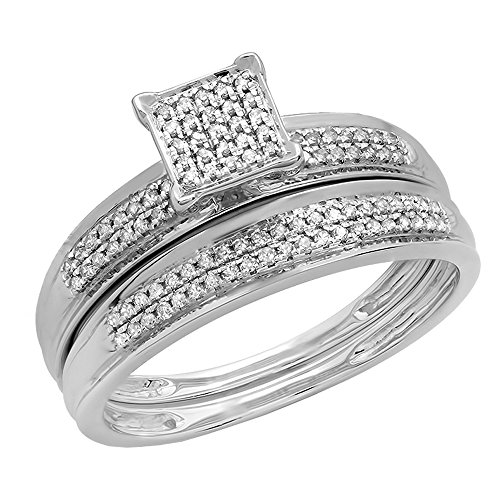 Dazzlingrock Collection 0.25 Cttw 14K Solid Gold Round White Diamond Womens Bridal Engagement Ring Set 1/