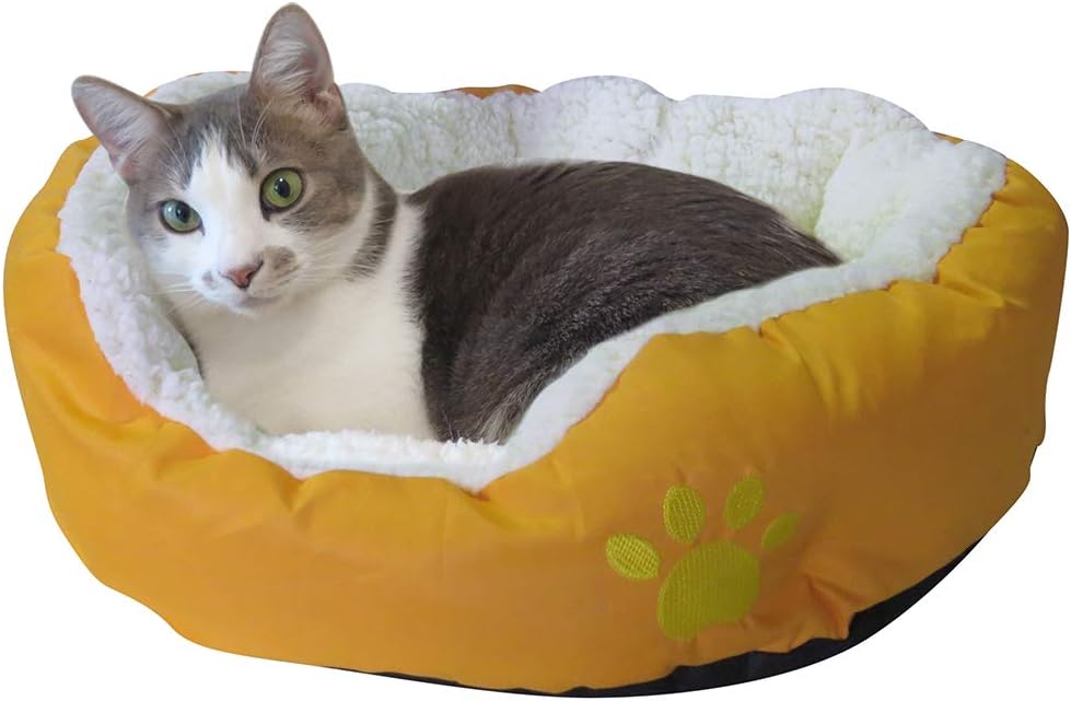 Evelots Small Round Pet Bed, One Size, Yellow