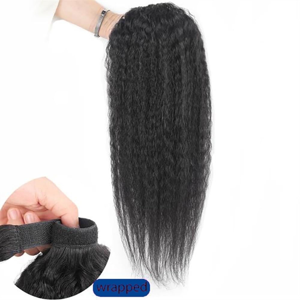 Przedłużenie koński ogon 30-66 cm, kręcony, prosty koński ogon, treska do włosów typu Clip-In, proste włosy, koński ogon dla kobiet, do codziennego użytku (kolor naturalny czarny, 30 cm)