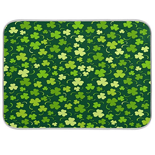 Alfombrilla de secado para platos de San Patricio con diseño de hojas verdes reversible 2