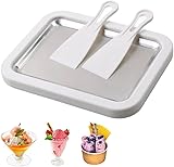 KOMUNJ Plancha de hielo para hacer hielo, máquina de hacer rollos con 2 espátulas, máquina de rodillo de hierro de acero inoxidable, adecuada para hacer rollos de hielo