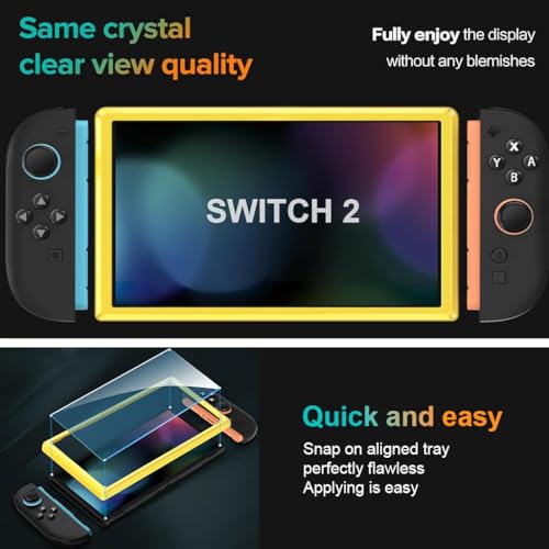 Image of ZORBES 2 Pack Tempered Glass Screen Protector Designed for Nintendo Switch 2 2025 with Alignment Frame,Transparent HD Clear,Screen Protector for Switch