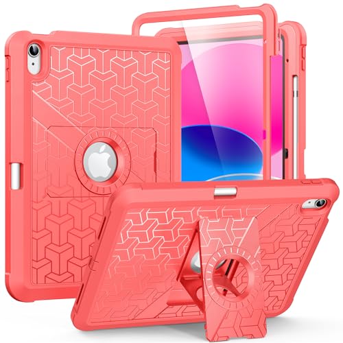 MoKo Shockproof iPad (A16) 11th/10th Generation Case 2025/2022,Bright Guava