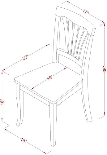 Miniatura 15 de East West Furniture AVC-WHI-W Avon - Sillas de comedor de cocina – Sillas de asiento de madera maciza con respaldo de listones, juego de 2, suero de