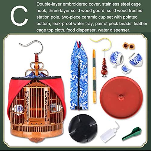 Hyx Us Bird Cage Pet Parrot Large Handmade Bamboo Birdcage Canary Cage Full Set Of Accessories Hanging Birdcage Color : Brown(C), Size : 3652Cm #TOP1