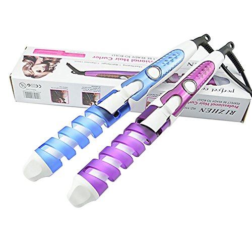 Hair Curling Iron, Anself Pro Anti-scalded Electric Ceramic Hair Curler Spiral Hair Rollers Curling Iron Wand Salon Tools (Purple)