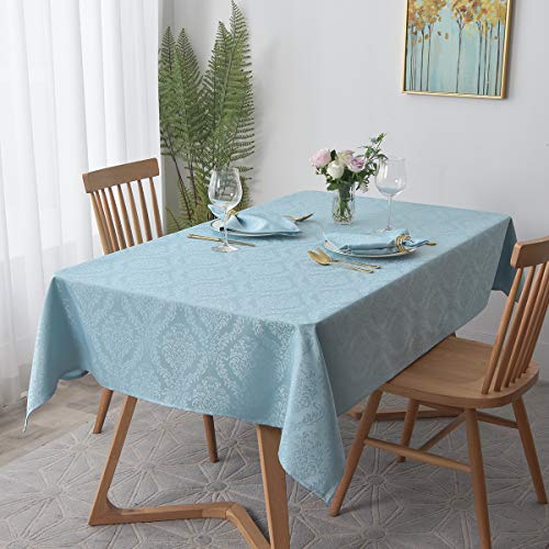 Maxmill Square Table Cloth Damask Pattern Spillproof Wrinkle Resistant Heavy Weight Soft Tablecloth For Kitchen Dinning Tabletop Outdoor Picnic Square 52 X 52 Inch Blue Haze #TOP5