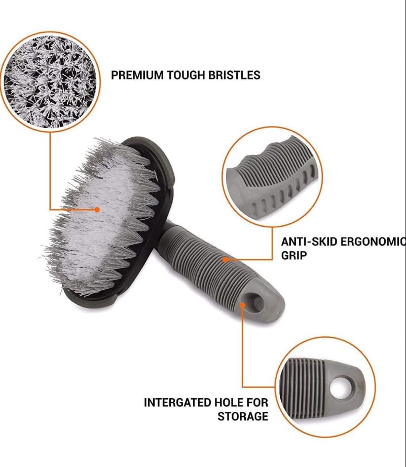 Image of Tire & Alloy Brush Set Deep Clean for Tyres & Rims | Wheel Cleaning Brush Set | Scratch-Free Bristles | Professional Car Detailing Tools