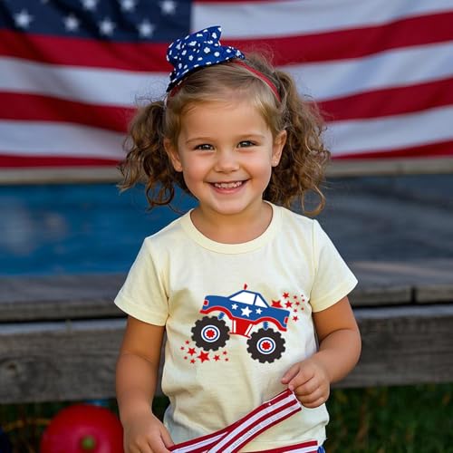 Image of Boys 4th of July Shirts-Toddler Girls Patriotic American Flag Tees Kids Memorial Day USA T-Shirts 2-7T