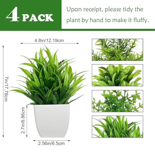 Canirologas Artificial Plants Indoor,Small Fake Simulation Plants,Faux Plastic Potted Plants,Creative Decorative Ornaments For Decoration、Bookcase、Balcony、Office、Bathroom(4PCS White) - Cosy Home Interiors Canirologas Artificial Plants Indoor,Small Fake Simulation Plants,Faux Plastic Potted Plants,Creative Decorative Ornaments For Decoration、Bookcase、Balcony、Office、Bathroom(4PCS White) - Image 2