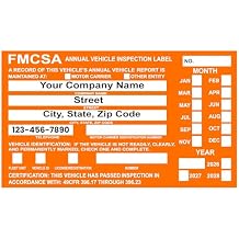 ملصقات فحص DOT السنوية لمركبة FMCSA ، ملصق شاحنة مخصص مع معلومات الشركة ، لاصق ذاتي دائم محمي بالأشعة فوق البنفسجية ، 6 &times; 3.5 بوصة"