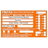 Kalair GFX FMCSA Vehicle Annual DOT Inspection Stickers, Truck Decal Personalized with Company Info, Permanent UV Protected Self Adhesive, 6" x 3.5"
