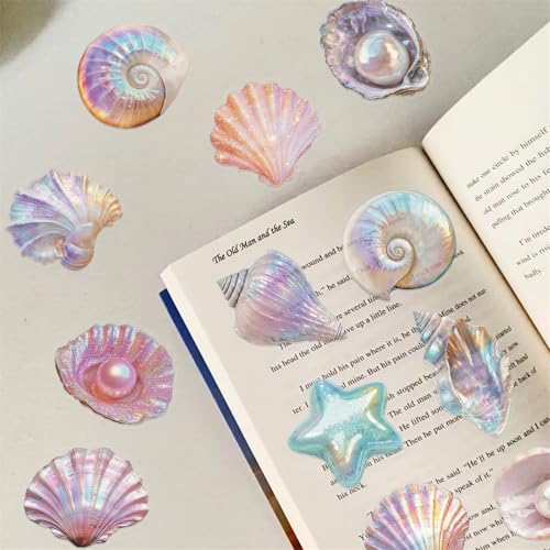 Image of 50PCS Sea Shell Stickers Aesthetic PET Conch Stickers Clamshell Pearls Decal Waterproof Decorative Decals for Scrapbook DIY Crafts Album Bullet Journal Planner Water Bottles Laptop Phone (Conch)