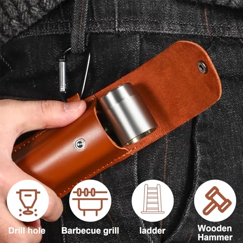 BDHYYM Handbohrer Bushcraft Tools, Handbohrmaschine mit Lederhülle, Manueller Überlebensbohrer für Camping, Bushcraft und Outdoor Backpacking