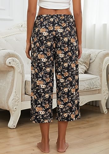 Image of Kabento 2 Pack Womens Pajama Pants Capri Sleep Lounge Pants Drawstring Pj Bottoms with Pockets