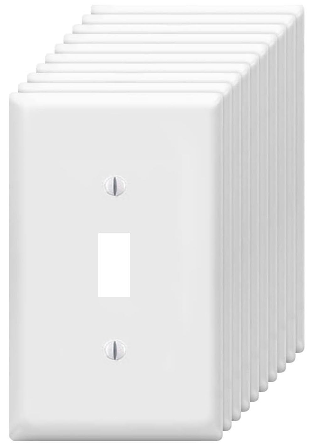 Toggle Light Switch Wall Plates 1-Gang Switch Electrical Cover Plate Unbreakable Thermoplastic Faceplate, White (10 Pack)
