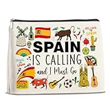 jyunsoeng Spain Souvenirs Cosmetic Bag - Spain Travel Gifts for Women Girls Zipper Makeup Pouch Small Makeup Bag (1Pcs)