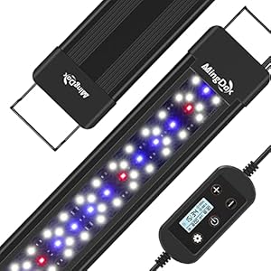 MingDak LED Aquarium Fish Tank Light Fixture,Full Spectrum Lighting for Freshwater Planted Aquariums,Slim & Thin Aluminum Housing,Extendable Brackets Fit 18″ to 24″ Fish Tank Model MDGLSD01B-18S