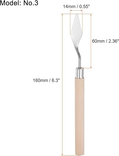 Miniatura 2 de HARFINGTON 2pcs No.3 Paleta Cuchillos 0.551 in Ancho Acero Inoxidable Espátula Grande Pallet Pintura Cuchillo con Mango de Madera para Óleo Acrílico