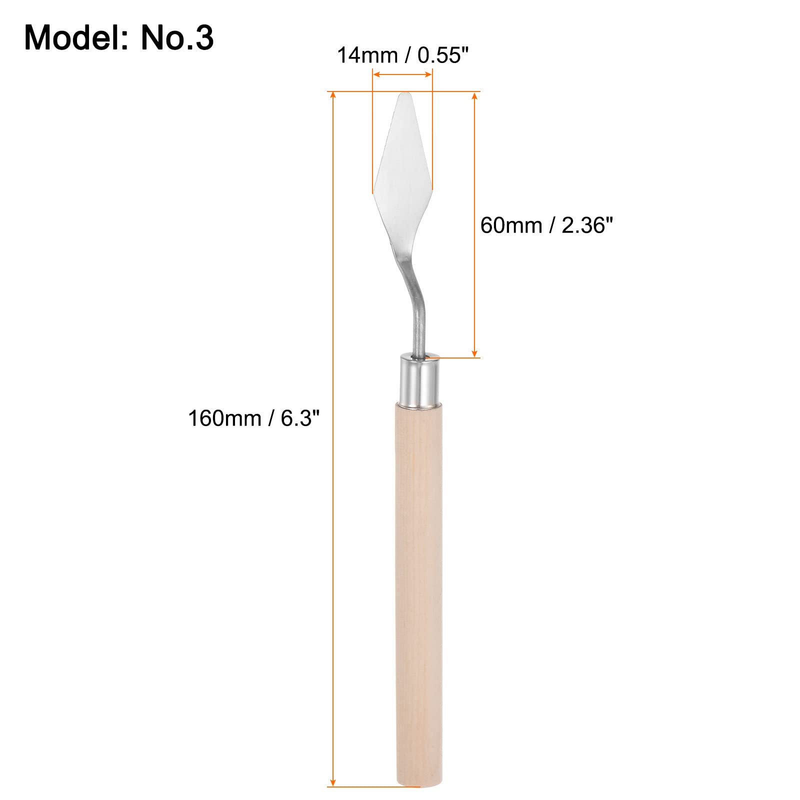 HARFINGTON 4pcs No.3 Palette Knives 14mm Width Stainless Steel Large Pointy Spatula Painting Pallet Knife with Wood Handle for Oil Acrylic Canvas Mixing Spreading