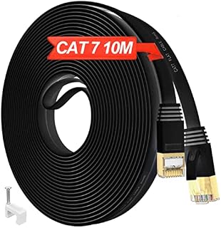 ikbc 10 meter Ethernet Cable - CAT 7 Ethernet Cable 10m Flat Internet Cable High Speed Gigabit - FTP Cables for Gaming - RJ45 10Gbps 600Mhz/s Lan Patch Cord Cables for Xbox/PS4/Switch/Router/Modem