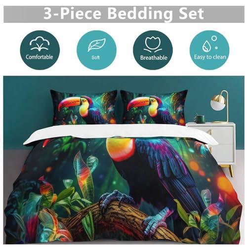Parure de lit toucans avec housse de couette king en microfibre - 6