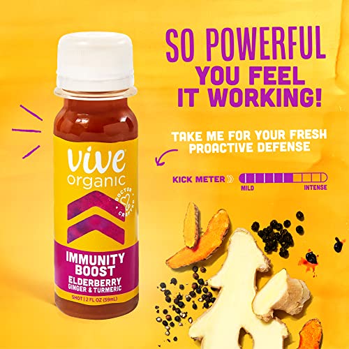 Vive Organic Immunity Boost Shot, Elderberry, Ginger & Turmeric, 2 Oz #TOP5