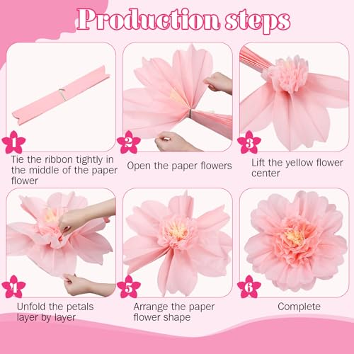 Image of TaoBary Large Colorful Tissue Paper Flowers Giant Fiesta Paper Pom Poms Classroom Wall Decor Mexican Birthday Party Decorations Wedding Backdrop(20 inch and 10 inch,Gradient Pink,12 Pcs)