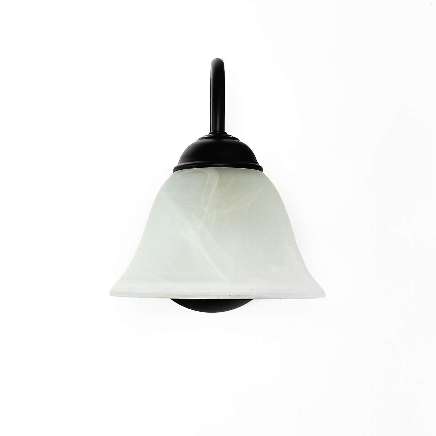 Aplique casa de campo, aplique antiguo, con brazo, cocina, dormitorio, salón, negro, metal, cristal, bajo deslumbramiento, H:18 cm, E14, aplique rústico
