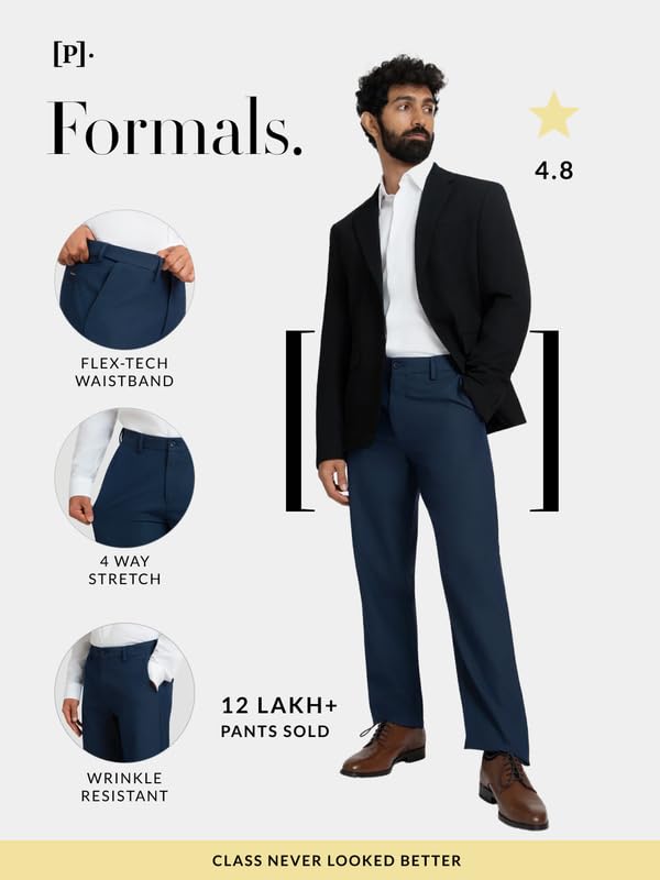 Image of The Pant Project Luxury PV Lycra Stretchable Formal Pants for Men | Stylish Relaxed Fit Men's Wear Trousers for Office or Party | Mens Fashion Dress Trouser Pant