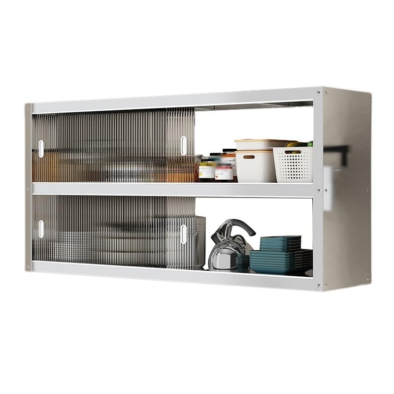 Armadio da parete industriale in acciaio inox, grande capacità, con ante scorrevoli (70 x 30 x 70 cm) per uso domestico e commerciale