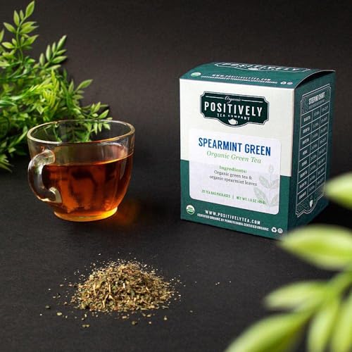 Image of Organic Positively Tea Company, Spearmint Green Tea Bags, 20 Count
