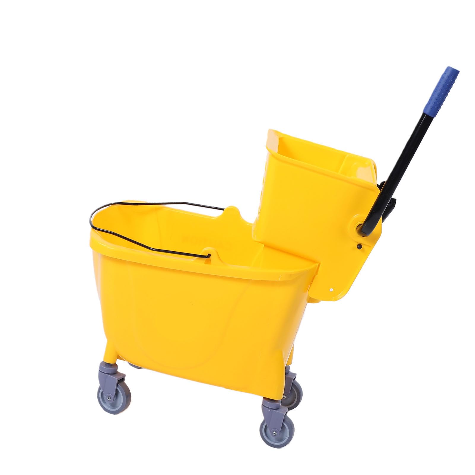 Cubo para Fregona Comercial de 32 litros, Cubo para Fregona Industrial con Ruedas y Asa, para para Limpieza de Pisos con Escurridor Lateral para Restaurante,
