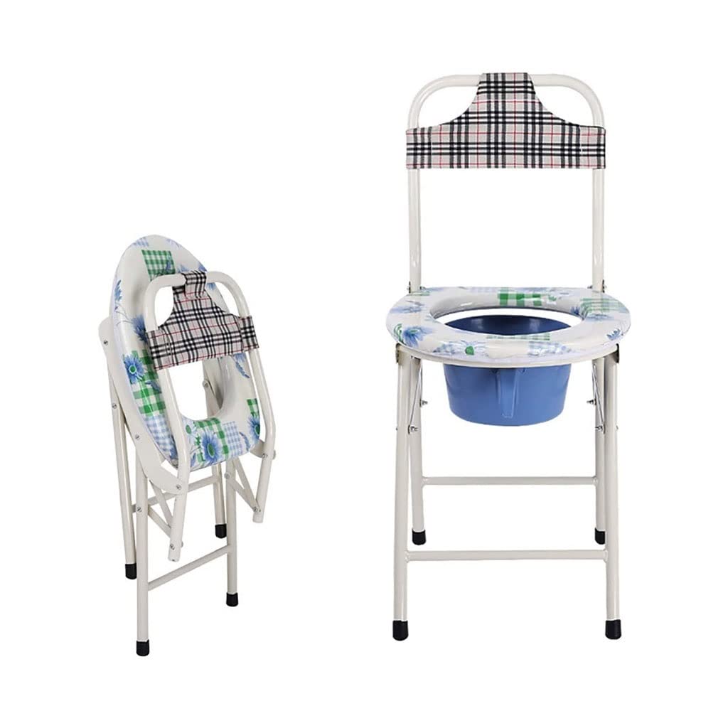 Izrielar Chaise de toilette réglable en hauteur, antidérapante avec siège rembourré et seau de