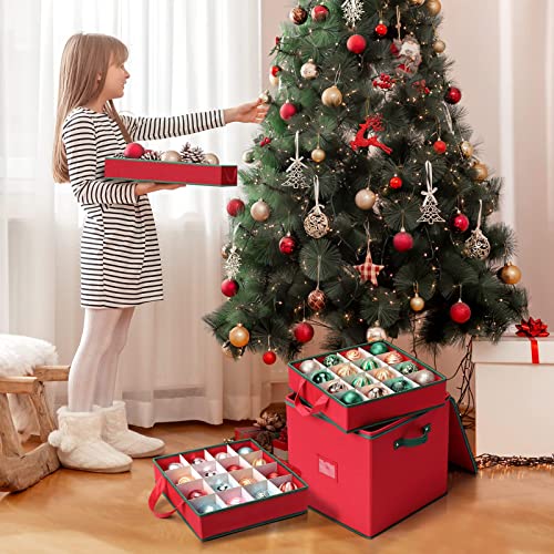Maidmax MM0008A Christmas Ornament Storage Box Holiday Decoration Organizer, Christmas Ball Accessories Holder With Adjustable Dividers thumb #4