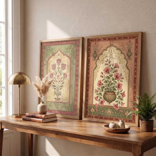 Image of HOTHOUSE Traditional Art Wall Painting Home Decoration With Frame For Living Room Bed Room Hotel Wall Decor Digital Reprint Engineered Wood Set of 2 (10X13 inch)